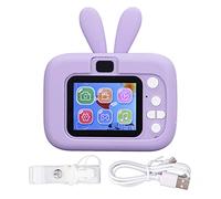 Fdit Cámara Digital para Jóvenes Estudiantes, 400mAh 1080P USB Pantalla a Color de 2 Pulgadas con Reconocimiento Facial AI y 5 Juegos de Rompecabezas, Carga USB para Juegos en (Purple)
