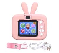 Fdit Cámara Digital para Jóvenes Estudiantes, 400mAh 1080P USB Pantalla a Color de 2 Pulgadas con Reconocimiento Facial AI y 5 Juegos de Rompecabezas, Carga USB para Juegos en (Pink)