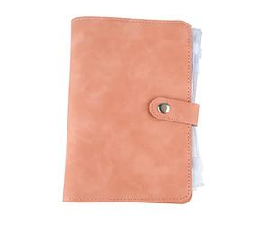 Fdit Carpeta de Efectivo A6, Organizador de Cuero Sintético con 12 Bolsillos con Cremallera y Anillos de Acero, Soporte Compacto para Billetes para Documentos de Viaje, Tarjetas, (PINK)