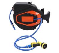 Fdit Carrete de Manguera de Jardín Retráctil, Manguera Retráctil Automática de 30 + 2 M con Rociador de 10 Patrones 48x46 Cm PVC 350 PSI
