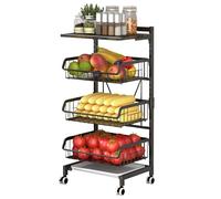 Fdit Carrito de Cocina con Ruedas, Carrito Utilitario de Metal de 4 Niveles, Mesa Resistente de Acero Al Carbono, Isla de Cocina, Almacenamiento para Despensa, Barra, Microondas (3