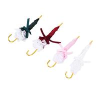 Fdit Casa de Muñecas Miniatura Paraguas Colorido 4 Piezas para Escala 1:12 Accesorios de Decoración de Casa de Muñecas para Niños Dormitorio Sala de Estudio Rosa Blanco Verde Marrón Rojo