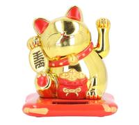 Fdit Cat Afortunado con Energía Solar, Fortuna Gato Brazo Feng Shui Maneki Neko con Panel Solar Incorporado para la Decoración del Automóvil en el Hogar