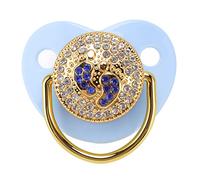 Fdit Chupete para bebé, Diseño de una Pieza de Silicona con Protector Curvo, Textura Suave Similar a la Piel para Bebés de 6 a 18 Meses, Producto de Alimentación Higiénico con (M Azul)