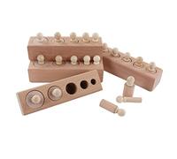 Fdit Cilindros de Botón de Madera de Haya, Bloque de Cilindro, Juguete para el Pensamiento Lógico, Ejercicio Temprano del Sentido Visual