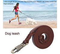 Fdit Cinturón de Entrenamiento para Perros de Cuero Fuerte para Perros Grandes de Tamaño Mediano - Piezas Redondeadas Lisas - Bloque de Metal de Resistencia 6.1 Pies de Entrenamiento de la Línea