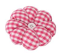 Fdit Cojín de Muñeca con Forma de Calabaza, Alfiletero de Costura con Banda Elástica, Lindo Accesorio de Costura de Dibujos Animados para Manos Libres, Acolchado y (rosa roja a cuadros)