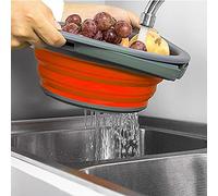 Fdit Colador de Cesta de Filtro Plegable de Silicona Portátil, Drenaje Ecológico para Hervir Verduras para el Hogar, Color Naranja y Gris (naranja gris)