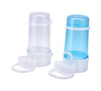Fdit Comedero Automático para Jaula 2 Unidades, Dispensador de Agua y Comida para Pájaros con Cuenco Antiderrames, Blanco y Azul, para Limpieza Fácil Alimentación Sin Desorden