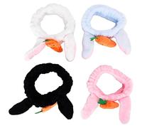 Fdit Cómoda Diadema con Orejas de Conejo para Cabello y Maquillaje, 4 Piezas de Accesorios para Diadema para Lavado de Cara, Perfecta para Disfraces de Halloween, Azul/rosa/negro/blanco
