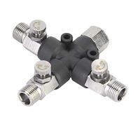 Fdit Conector de Manguera de Aire de 3 Vías de 1/8 de Pulgada, Divisor para Aerógrafo, Mini Compresor de Aire con Control de Flujo de Ajustable, Construcción de Metal y Plástico