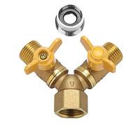 Fdit Conector Doble de Grifo de Adaptador de Manguera de Golpecito de Doble 2 Vías de Irrigación de Jardín de G1 / 2