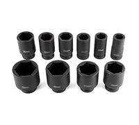 Fdit Conjunto de Herramientas de Autos Portátiles Base de Transmisión de 3/4 Pulgadas Base de Métrica de 6 Puntos 22-50 Mm para la Reparación del Automóvil, Acero Negro-molibdeno