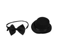 Fdit Conjunto de Pajarita y Sombrero de Fieltro Grueso para Mascotas con Correa Ajustable para Gatos, Perros Pequeños, Conejos, Boda, Fiesta de Cumpleaños (1 Juego)