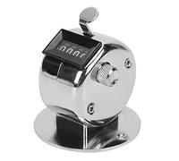 Fdit Contador de cuenta manual de 4 bits con soporte, clicker manual mecánico portátil, contador de clicker de metal 0-9999 para puntajes de , metraje, milla de carrera, deportes, crochet de