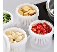 Fdit Contenedor de Almacenamiento de Ajo, Caja de Drenaje de Cebolla y Jengibre, Organizador Transparente de Almacenamiento de Alimentos con Tapa Sellada para Condimentos de Frutas y