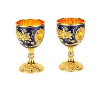 Fdit Copa de Metal Esmaltado con Tallas de Rosas en 3D, Detalles Enjoyados, Copa de Vino Medieval para Aniversario de Fiesta de Boda (BLUE)