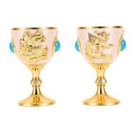 Fdit Copas de Vino Turquesa, 2 Piezas Cálices Vintage Dorados para Ocasiones Especiales (WHITE)