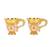 Fdit Copas Vintage, 2 Piezas de Vasos de Metal con Relieves Florales Chapados en Oro