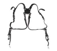 Fdit Correa de Hombro para Cámara, Arnés de Cuero para Cámara Dual con Clips de Latón para SLR, Longitud Ajustable Compatible con Tornillos de 1/4 de Pulgada (Hombros: negro.)