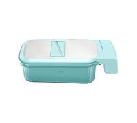Fdit Cortadora de Mandolina, Rallador de Alimentos con 3 Cortadores de Acero Inoxidable, Protector de Mano y Cesta de Drenaje Integrada para Cortar Verduras y Frutas (azul claro)