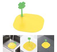 Fdit Cubierta de Drenaje de Piso Desodorante Amarillo con Fuerte Succión para Baño y Cocina Silicona 5,5 "1 Pieza (Trébol de Cuatro Hojas)