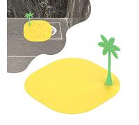 Fdit Cubierta de Drenaje de Piso Desodorante Amarillo con Fuerte Succión para Baño y Cocina Silicona 5,5 "1 Pieza (Palmera de Cocos)