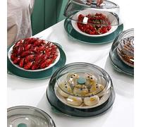 Fdit Cubierta de Placa Transparente PET Aislamiento Térmico Almacenamiento a Prueba de Polvo para Mantener los Alimentos Calientes y Limpios Durante la Cocina Casera (GREEN)