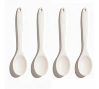 Fdit Cucharas de Silicona para Cocinar, Juego de 4 Utensilios de Cocina Antiadherentes con Mangos Largos y Orificio para Colgar, Ideales para Remover, Mezclar, Servir, Hornear, Pr (Beige)