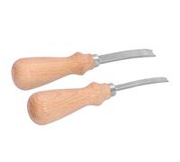 Fdit Cuchillo Biselador de Borde de Cuero, Herramienta de Recorte, Hoja de Acero de de 4mm y 8mm con de Madera para Artesanía de Cuero