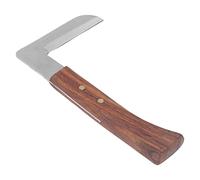 Fdit Cuchillo Profesional para Pezuñas, Hoja en Forma de L, Ergonómico de Madera para Recortar Pezuñas de Caballo con Acero de y Compuesto de Haya (Mano Izquierda de una Sola Hoja)