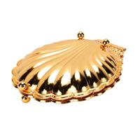 Fdit Cuenco Decorativo en Forma de Concha con Tapa, Plato de Metal Dorado para Nueces de Caramelo, Bandeja de Aperitivos de Aleación de Zinc para Centro de Mesa, Decoración del Mo (S)