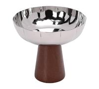 Fdit Cuenco para Helado de Acero Inoxidable 304, Taza de Postre con Base de Madera Maciza para Ensalada de Mousse y Parfait, 10x5x9,2 Cm