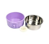 Fdit Cuenco para Jaula para Mascotas, Cierre Cruzado de Acero Inoxidable para, Gato, Hurón, Cuenco Desmontable para Comida y Agua, Compacto para Cachorros, Gatos, Cobayas, Hurones y (Morado Pequeño)