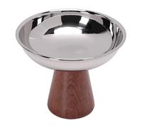 Fdit Cuencos de Postre con Patas de Acero Inoxidable, Tazas de Helado Plateadas Vintage con Base de Madera para Helado, Frutas, Cereales, Pudín, Parfait, Yogur
