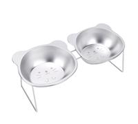 Fdit Cuencos Elevados Inclinados para Comida para Gatos, Cuencos Dobles de Acero Inoxidable con ángulo de 15 Grados, Comederos Elevados para Gatos y Perros con Base Antideslizante (Gatito)