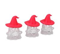 Fdit Cueva de Peces Flotante, Forma de Bruja Fantasma, Alimentador de Peces de PLA Impreso en 3D para Acuario Pequeño Betta, con Hamaca Flotante y Refugio Escondido para área de (Sombrero Rojo)