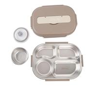 Fdit de Acero Inoxidable 316, Recipiente Reutilizable de 1500ml con Bolsa para Cuchara y Tazón de Sopa para Adultos y Estudiantes (BROWN)