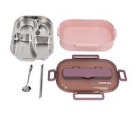 Fdit de Acero Inoxidable con Compartimentos, de Estilo Japonés con Aislamiento 316 con Palillos y Cuchara, Contenedor Térmico para Almuerzo (Lonchera individual)