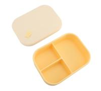 Fdit de Silicona con 3 Compartimentos, Contenedor de Almacenamiento de Alimentos Portátil para Microondas para el Hogar y la Oficina (YELLOW)