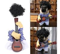 Disfraz de Mascota Traje de Gato para Perro Mujer Hombre Disfraz de Mascota Divertido Traje de Estilo Guitarrista Algodón (M)