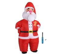 Fdit Disfraz de Navidad Inflable, Traje de Navidad para Adultos Implaz de Agua Ligera para Fiestas Eventos de Cosplay con Estuche de Batería (Papá Noel de cabeza grande)