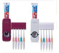 Fdit Dispensador Automático de Pasta de Dientes, Exprimidor Montado en la Pared, sin Contacto, Manos Libres con Material ABS para Organización del Baño, 5 Cepillos de Dientes (Rojo)