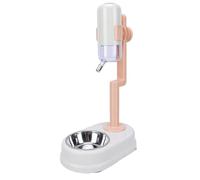 Fdit Dispensador de Agua para Mascotas, Bebedero Colgante y de Pie para Perros con Poste Ajustable, Diseño sin Goteo para Jaula, Jaula y Uso en el Hogar (White)