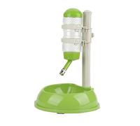 Fdit Dispensador de Agua Potable 500ml Cuenco de Alimentos con Botella de Agua para Mascotas Dispensador Grande Ajustable Automáticamente de Altura para Gato Perro Socialme-EU(Verde)