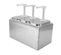 Fdit Dispensador de de Acero Inoxidable, Dispensador de Bomba de Jarabe de la Estación de Condimentos con Capacidad de Presión de 30 Ml Cabezal de Presión Giratoria para la Cocina (Bomba triple de