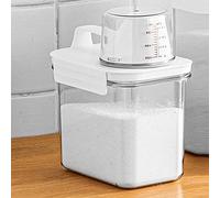 Fdit Dispensador de Detergente para Ropa de 1100ml, Contenedor de Suavizante de Telas de Plástico Transparente con Tapa Extraíble, para Dormitorio en Casa