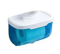 Fdit Dispensador de Papel Higiénico de Pared Transparente para Baño, sin Necesidad de Taladrar, Resistente Al Agua, con Ventana para Comprobar Fácilmente el Estado de los Rollos y (Blue)