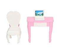 Fdit Dollhouse Laptop Table Chair Mini Juego de Accesorios, Delicado, Comunicación Entre e Hijos, Material ABS, Escala 1:12, para Reuniones de Niños