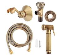Fdit Ducha Higiénica para Bidet con Boquilla, Latón Sólido con Acabado Antical - Kit Completo Incluye Manguera 1.5m y Soporte de Pared, Presión Regulable (Color Bronce Clásico)
